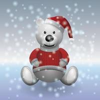 orsacchiotto di peluche con maglione nella neve vettore