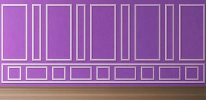 vuoto camera con viola pannelli e di legno pavimento vettore