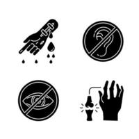 set di icone di glifo nero problema sanitario vettore