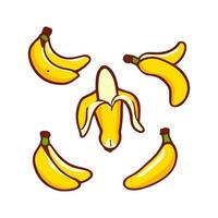 Banana piatto design frutta icona. Banana icona impostare. vettore. vettore