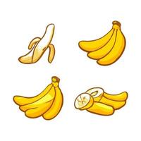 Banana piatto design frutta icona. Banana icona impostare. vettore. vettore