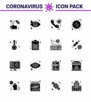 corona virus 2019 e 2020 epidemico 16 solido glifo nero icona imballare come come sars influenza lacrima influenza su virale coronavirus 2019 nov malattia vettore design elementi