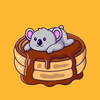 carino koala dire bugie su pancake cartone animato vettore icone illustrazione. piatto cartone animato concetto. adatto per qualunque creativo progetto.