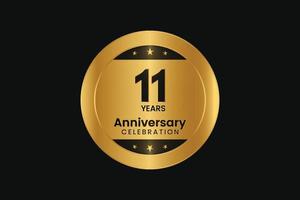 11 anni anniversario celebrazione d'oro design. vettore