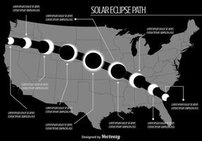 vector noi mappa del percorso eclissi solare