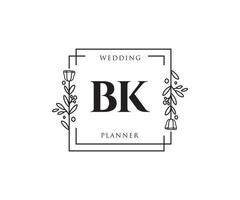 iniziale bk femminile logo. utilizzabile per natura, salone, terme, cosmetico e bellezza loghi. piatto vettore logo design modello elemento.