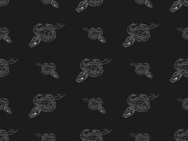 serpente cartone animato personaggio senza soluzione di continuità modello su nero sfondo vettore