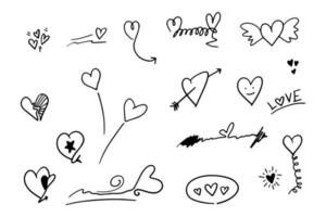 doodle del cuore, amore, illustrazione vettoriale. vettore