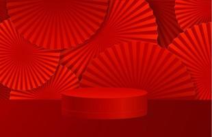 realistico dettagliato 3d rosso podio piedistallo piattaforma sfondo. vettore