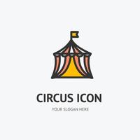 circo tenda cartello magro linea icona emblema concetto. vettore