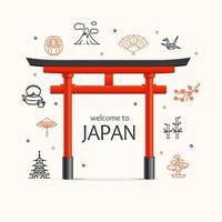 benvenuto Giappone viaggio concetto con torii cancello. vettore