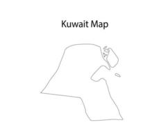 Kuwait carta geografica linea arte vettore illustrazione