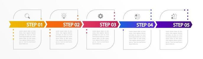 efficace marketing strategia Infografica grafico design modello. modificabile infochart con icone. didattico grafica con 5 passo sequenza. visivo dati presentazione vettore