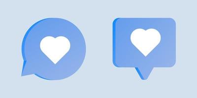 piace cuore Seguire sociale media marchio simbolo su 3d discorso bolla Chiacchierare vettore