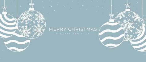 Natale e contento nuovo anno concetto sfondo vettore. elegante Natale elementi di decorativo fiocco di neve nel sospeso bianca fronzolo palle. design illustrazione per sfondo, carta, coperchio, manifesto. vettore