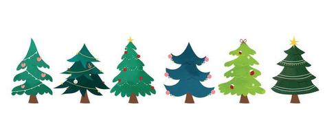 impostato di acquerello Natale albero vettore illustrazione. collezione di mano disegnato carino decorativo Natale alberi isolato su bianca sfondo. design per etichetta, decorazione, carta, manifesto, opera d'arte.