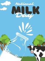 nazionale latte giorno. blu verde illustrato per sfondo, striscione, carta, e manifesto. vettore illustrazione.