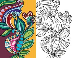 illustrazione decorativa della pagina del libro da colorare di progettazione del hennè vettore