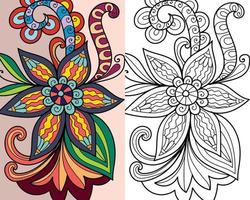 illustrazione decorativa della pagina del libro da colorare di progettazione del hennè vettore
