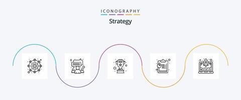 strategia linea 5 icona imballare Compreso inizio su. il computer portatile. premio. dati. analisi vettore