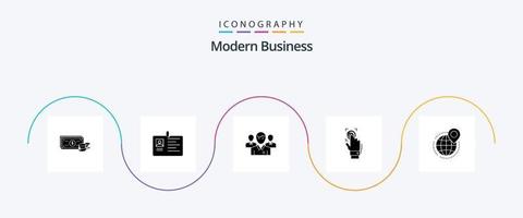 moderno attività commerciale glifo 5 icona imballare Compreso comando. esecutivo. id. Amministratore delegato. squadra vettore