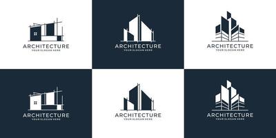 impostato di collezione di edificio architettura imposta, vero immobiliare,urbano,architettura,fascio,vettore illustrazione logo design simboli. premio vettore