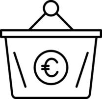 Euro cestino linea icona vettore