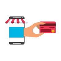 shopping online e simboli di tecnologia di pagamento vettore