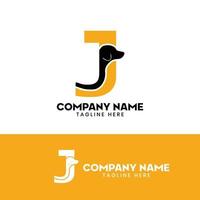lettera j cane logo design modello ispirazione, cane vettore, iniziale logo vettore