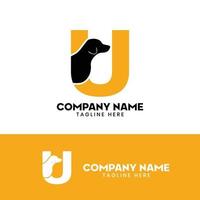 lettera u cane logo design modello ispirazione, cane vettore, iniziale logo vettore