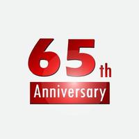 rosso 65 ° anno anniversario celebrazione semplice logo bianca sfondo vettore