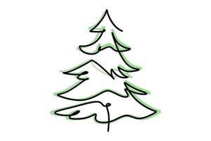 pino albero singolo continuo linea disegno. semplice mano disegnato stile design elemento per Natale vacanza e nuovo anno celebrazione vettore