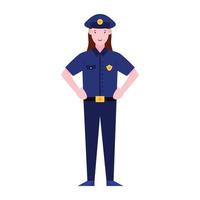 signora polizia ufficio piatto design di femmina poliziotto personaggio vettore