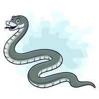 cartone animato divertente nero mamba serpente isolato su bianca sfondo vettore