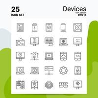 25 dispositivi icona impostato 100 modificabile eps 10 File attività commerciale logo concetto idee linea icona design vettore