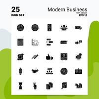 25 moderno attività commerciale icona impostato 100 modificabile eps 10 File attività commerciale logo concetto idee solido glifo icona design vettore