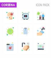 coronavirus consapevolezza icone 9 piatto colore icona corona virus influenza relazionato come come mers influenza sicuro virus trasmissione virale coronavirus 2019 nov malattia vettore design elementi