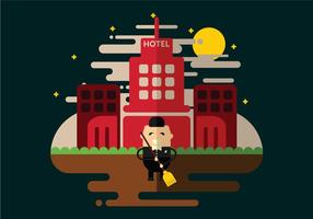 Hotel Janitor Cleaning Vector