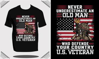 Stati Uniti d'America esercito veterano t camicia design e militare bandiera t camicia design vettore