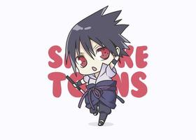 carino sasuke illustrazione, icona vettore, piatto cartone animato stile. vettore