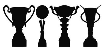 gli sport realistico tazza trofeo vincitore. impostato di premio sagome nero forma design. vettore illustrazione