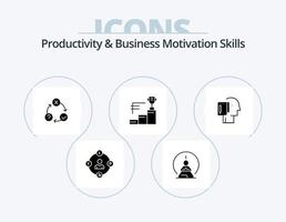 produttività e attività commerciale motivazione abilità glifo icona imballare 5 icona design. trofeo. conquiste. mentale. realizzazione. problemi vettore