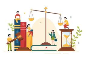 legge azienda Servizi con giustizia, legale consiglio, giudizio e avvocato consulente nel piatto cartone animato manifesto mano disegnato modelli illustrazione vettore