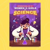 internazionale giorno di donne e ragazza scienze vettore