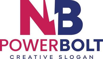 nb lettera logo design con illuminazione tuono bullone vettore