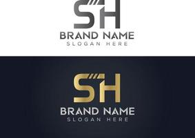 lettera S h tipografia vettore logo design