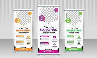 aziendale multiuso creativo attività commerciale marketing X In piedi rollup pullup segnaletica retrattile multiplo pendenza colore bandiera design vettore modello