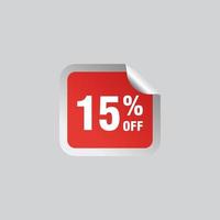 15 di sconto, badge vettoriali di vendita per etichette, adesivi, banner, tag, adesivi web, nuova offerta. bandiera del segno di origami di sconto.