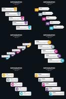 vettore 6 infografica imballare presentazione diapositiva modello 5 passaggi ciclo diagrammi e linea del tempo