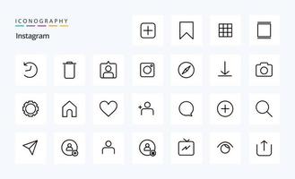 25 instagram linea icona imballare vettore